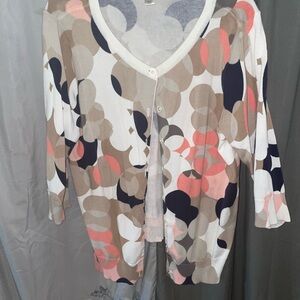 Christopher & Banks Multicolor Circle Pattern Cardigan